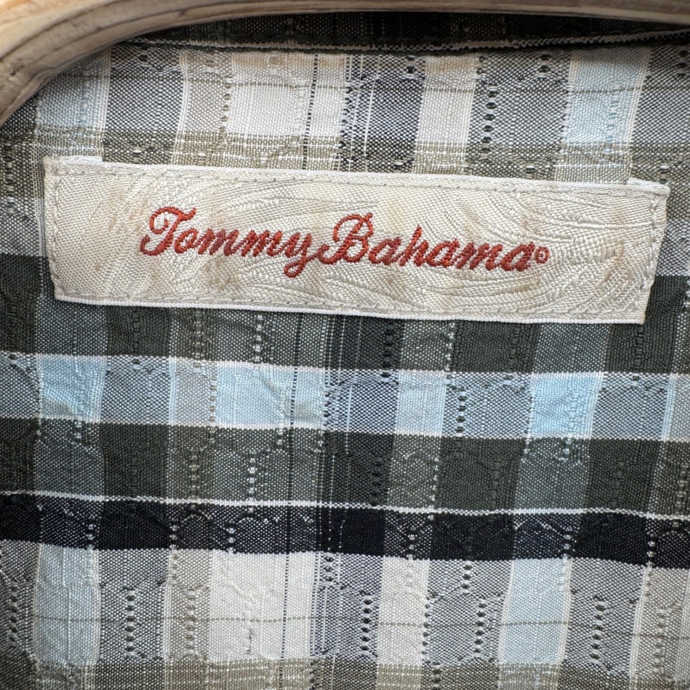 Tommy Bahama Camp Shirt Mens XL Silk Plaid Short Sleeve Button Up Casual Preppy - Picture 5 of 9
